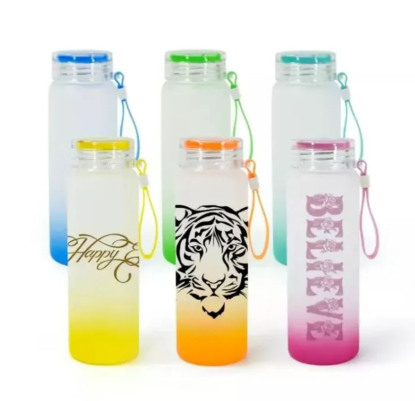 500ml 17oz Sublimation Reusable Water Bottles Glass Frosted Transparent  Blank Sublimation Tumbler Gradient Color Matte Heat Transfer DIY Wholesale  B0622 From Bestoffers, $3.3