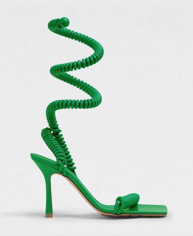 Wire Stretch Sandals Rubber Leather 
