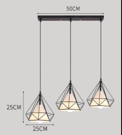 3 lampadario a piastra lunga 3 testa nera