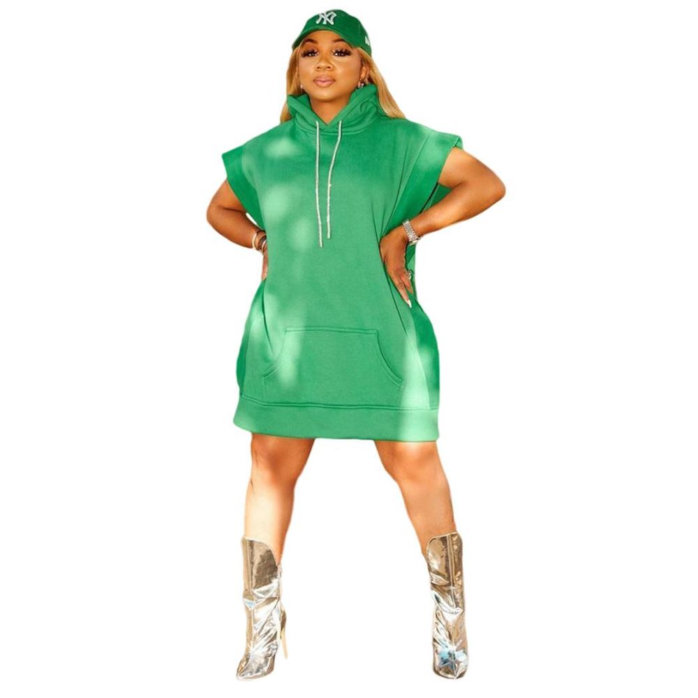 New Womens Designer Plush Hoodie Dress 