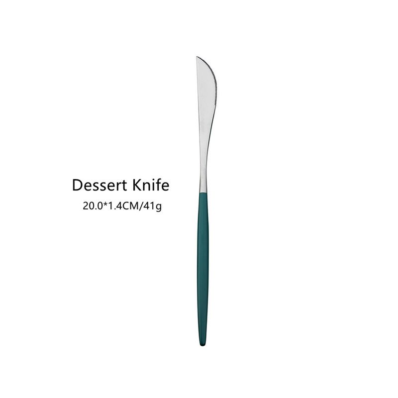 silver&green dessert knife