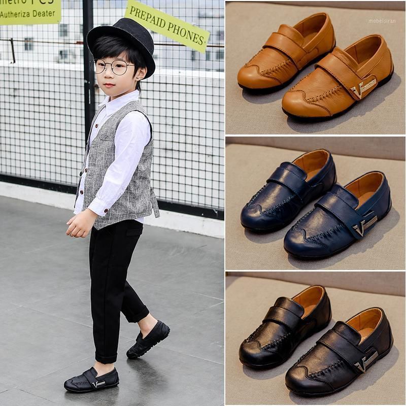 Zapatos de niños cuero genuino para niños de moda Niños mocasines Grandes guisantes Estilo