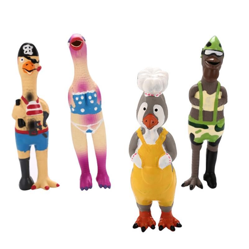 TOSSPER 3 Unids Látex Natural Pollo Perro Mascota Gritando Pollo Pato Juguete Chillero Divertido Sonido Entrenamiento Jugando Juguete Masticar Juguete