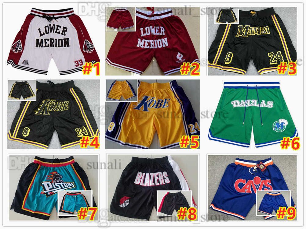 NCAA Men Basketball Shorts JUST DON Pocket Retro Team Stitched JustDon Hip Pop Pant With Pockets