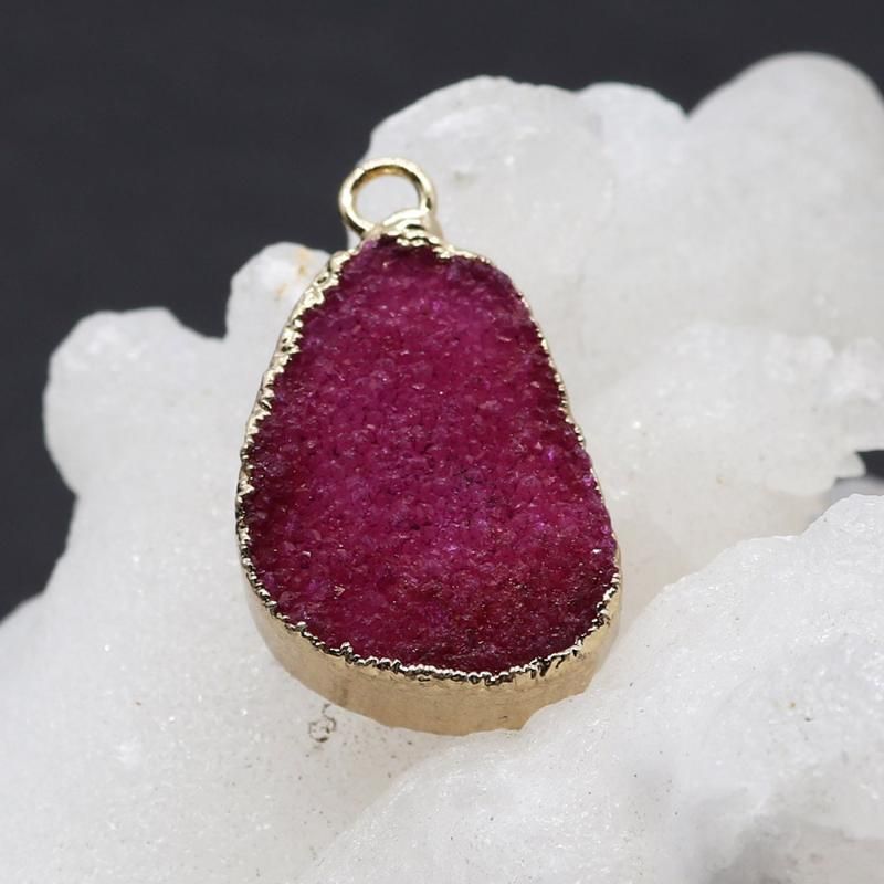 Collane con ciondolo in pietra naturale con cristallo irregolare, ciondolo in argento placcato, artigianato, creazione di gioielli da donna, collana fai da te_voghion.com