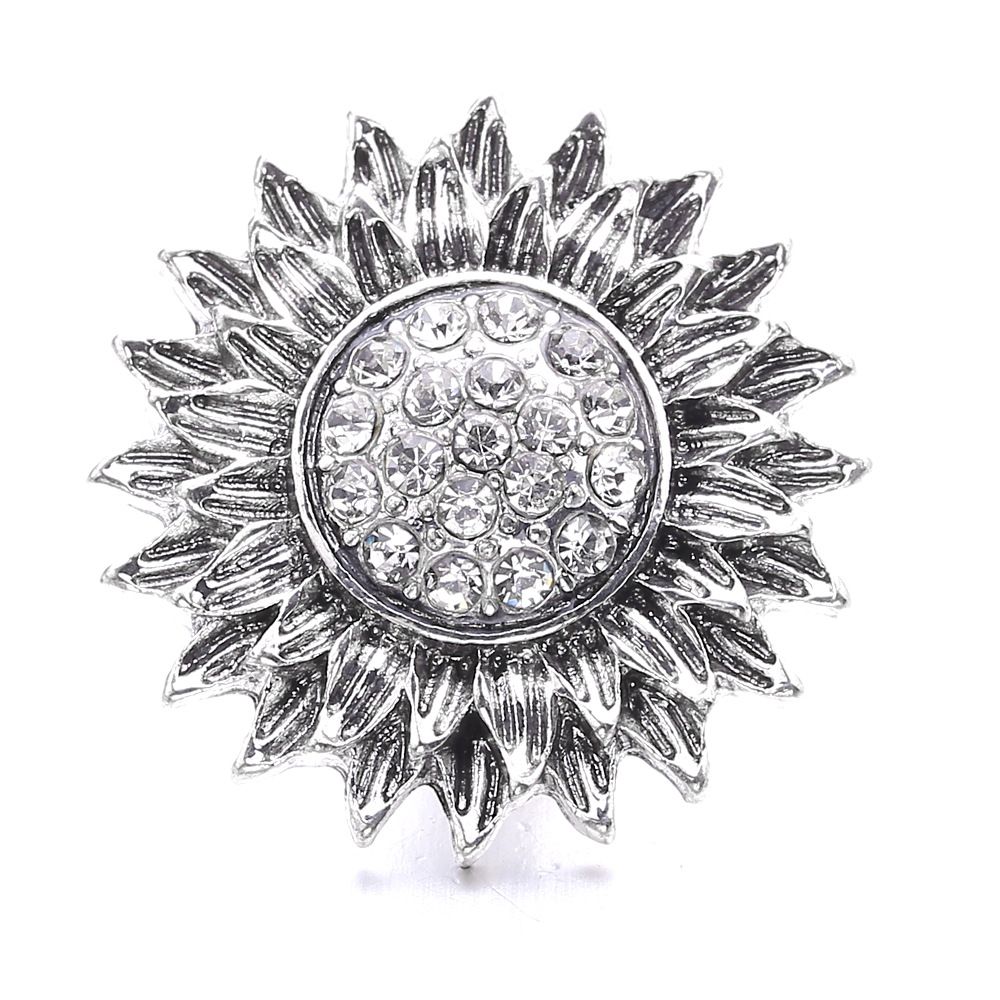 10pcs 18mm Flower Rhinestone Alloy Snap Buttons Fit Noosa Snap Bracelet N566 
