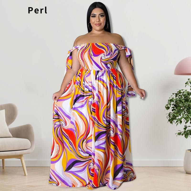 Plus Size Dresses Perl Sexy Printed Off The Shoulder Maxi Dress For Women Summer Outfit Ladies Clothing Vestidos De Verano Mujer 2022Plus Plus Size Dresses Perl Sexy Printed Off The Shoulder Maxi Dress For Women Summer Outfit Ladies Clothing Vestidos De Verano Mujer 2022Plus