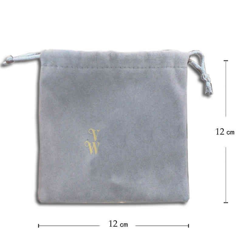 Large gray velvet bag 12*12cm