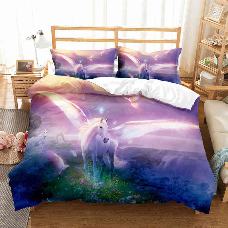 Unicorns Bedding Single Duvet Cover Set 135x200cm Pillowcase 50x75cm for Girls 