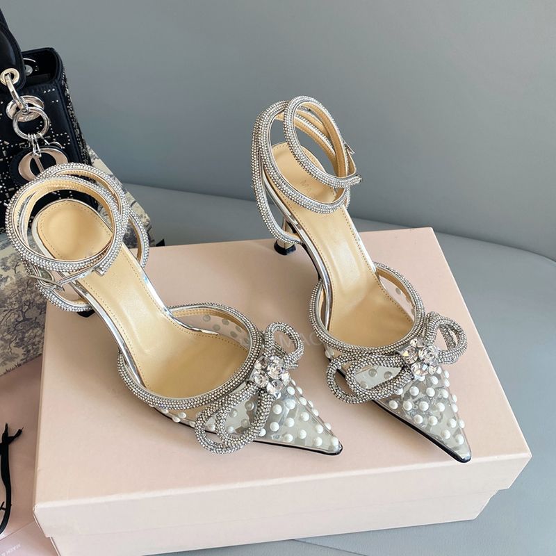 9.5cm Clear Pearl Sandals