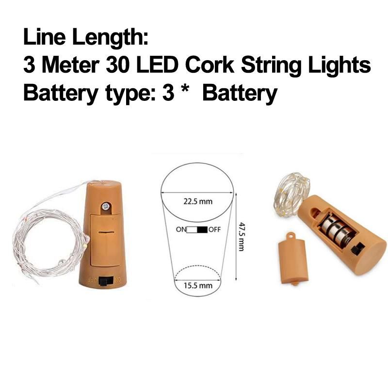 3Meter 30 LED Cork String Lights