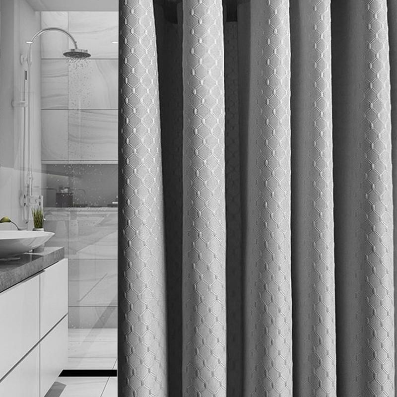 grey bath curtain