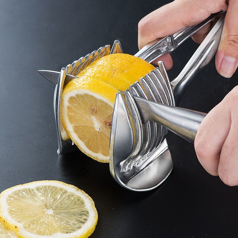 Tomato Slicer Lemon Cutter Stainless Steel Kitchen Cutting Aid Holder Tools for Soft Skin Fruits and Vegetables,Home Made Food & Drinks Decoration