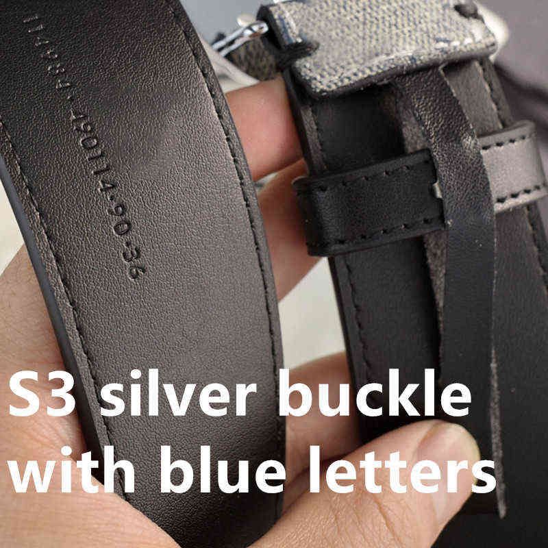 S3 Silberschnalle + Blaue Buchstaben
