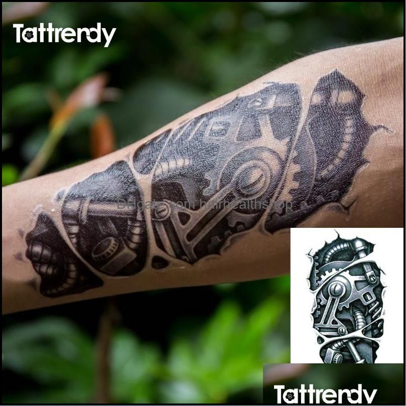 Temporary Tattoos Body Art Health Beauty 3D Black Robot Mechanical Arm Fake Transfer Tattoo Stickers Dh8Ws Temporary Tattoos Body Art Health Beauty 3D Black Robot Mechanical Arm Fake Transfer Tattoo Stickers Dh8Ws
