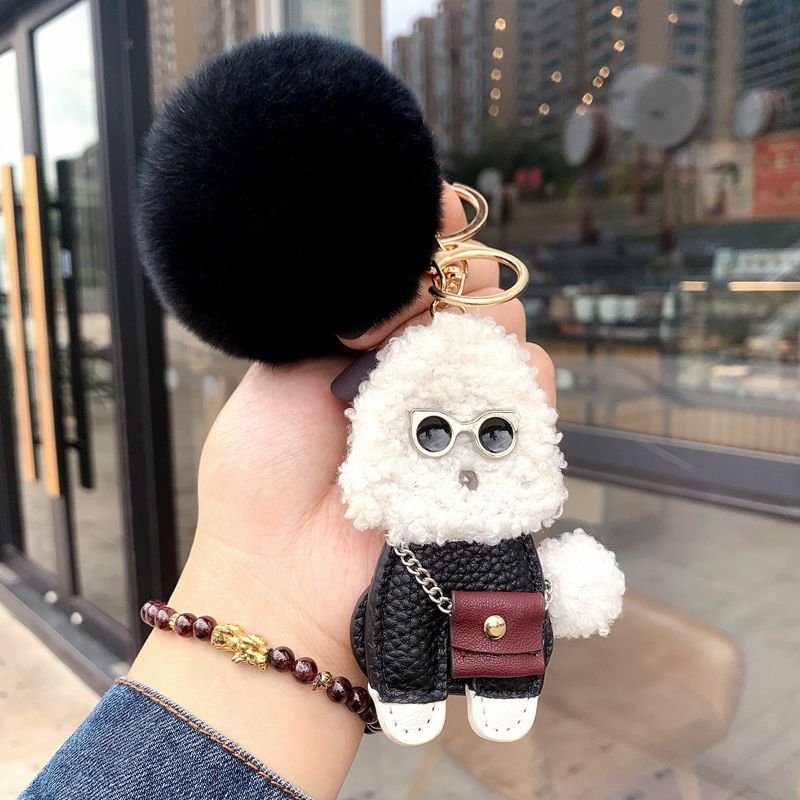 Wholesale Fashion French Punk Bulldog Keychain PU Leather Dog Keychains For  Women Bag Charm Trinket Men Car Key Ring Key Chain Jewelry From  m.