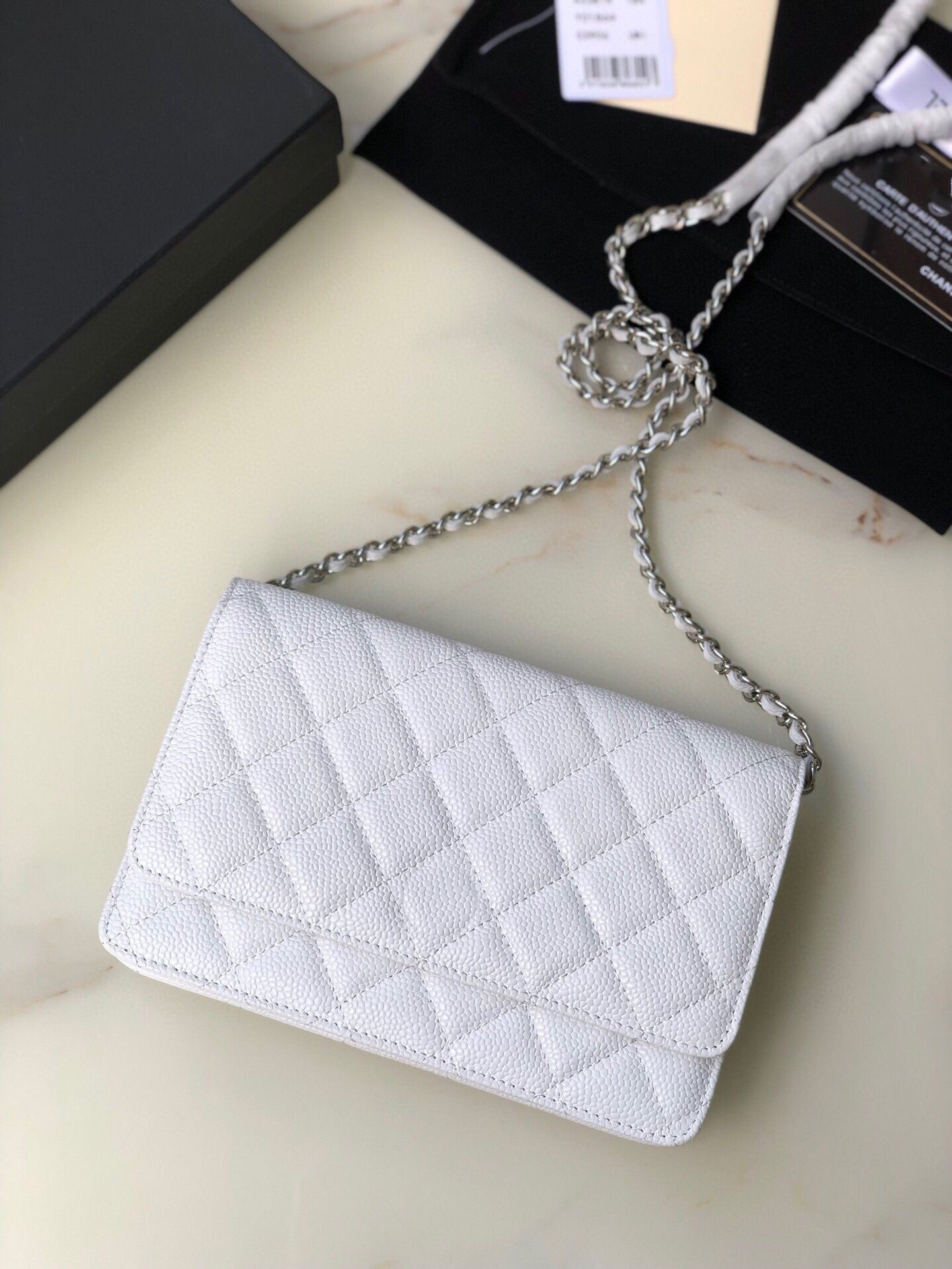 Sac blanc # cha￮ne en argent