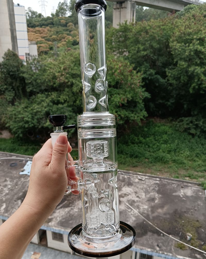 16 inch Black Glass Water Bong