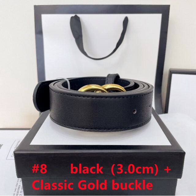 # 8 Schwarz (3,0 cm) + Klassische Goldschnalle