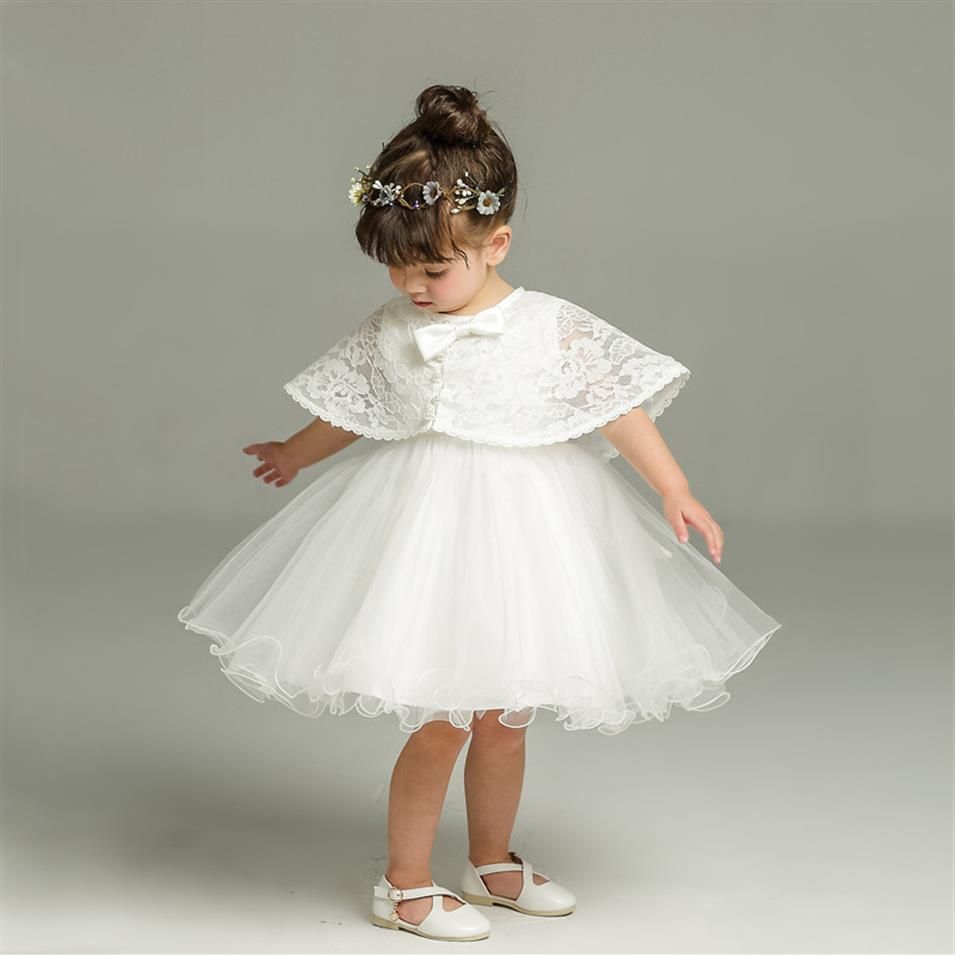Vestido blanco nacido para niña de la niña de bautizo vestido de