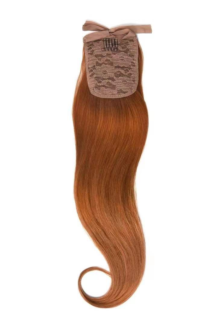 Natural red/Ginger straight up ponytail remy clip in human hair extensions wraps around pony tail Natural red/Ginger straight up ponytail remy clip in human hair extensions wraps around pony tail