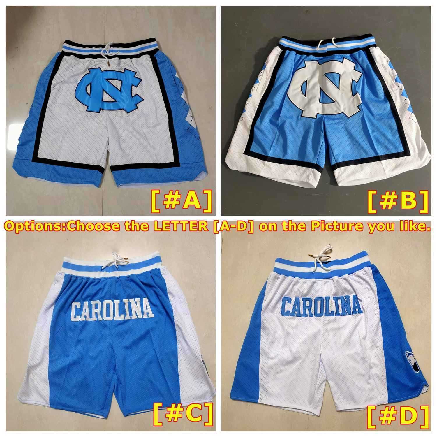 Don Team Basketball Shorts Men NCAA North Carolina Assaulter Wear Sport Pant With Pocket Zipper