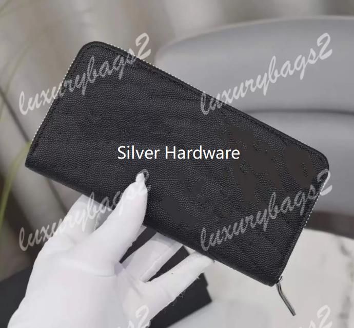 Long--Zipper Black Silver Hardware