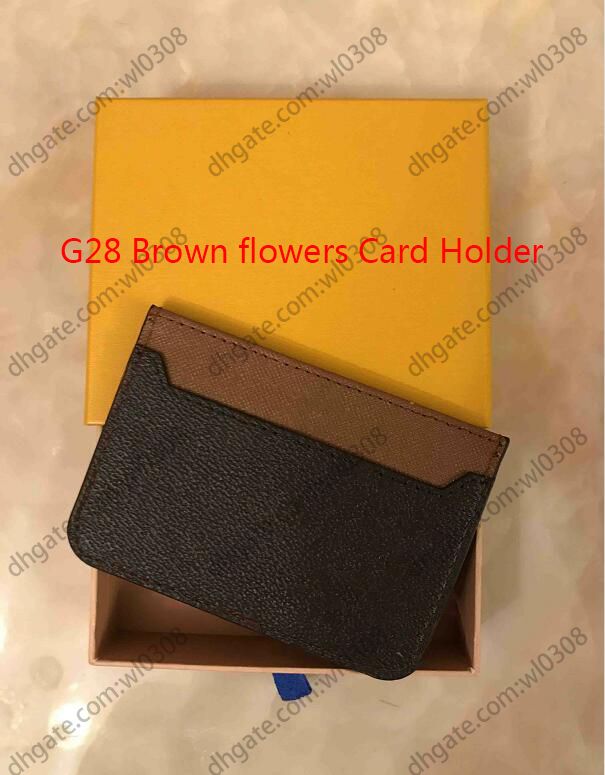 G28 Porte-cartes fleurs marron