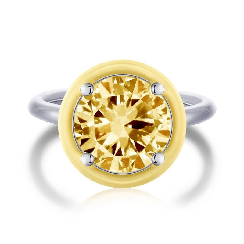 Round Silver Yellow