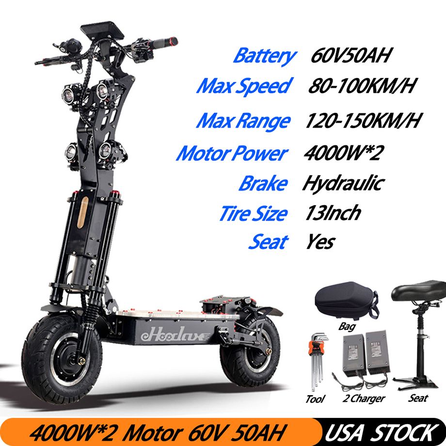 5600/8000W Dual Motor 60/72V40/50AH Adults Electric Scooter Bike 80 100