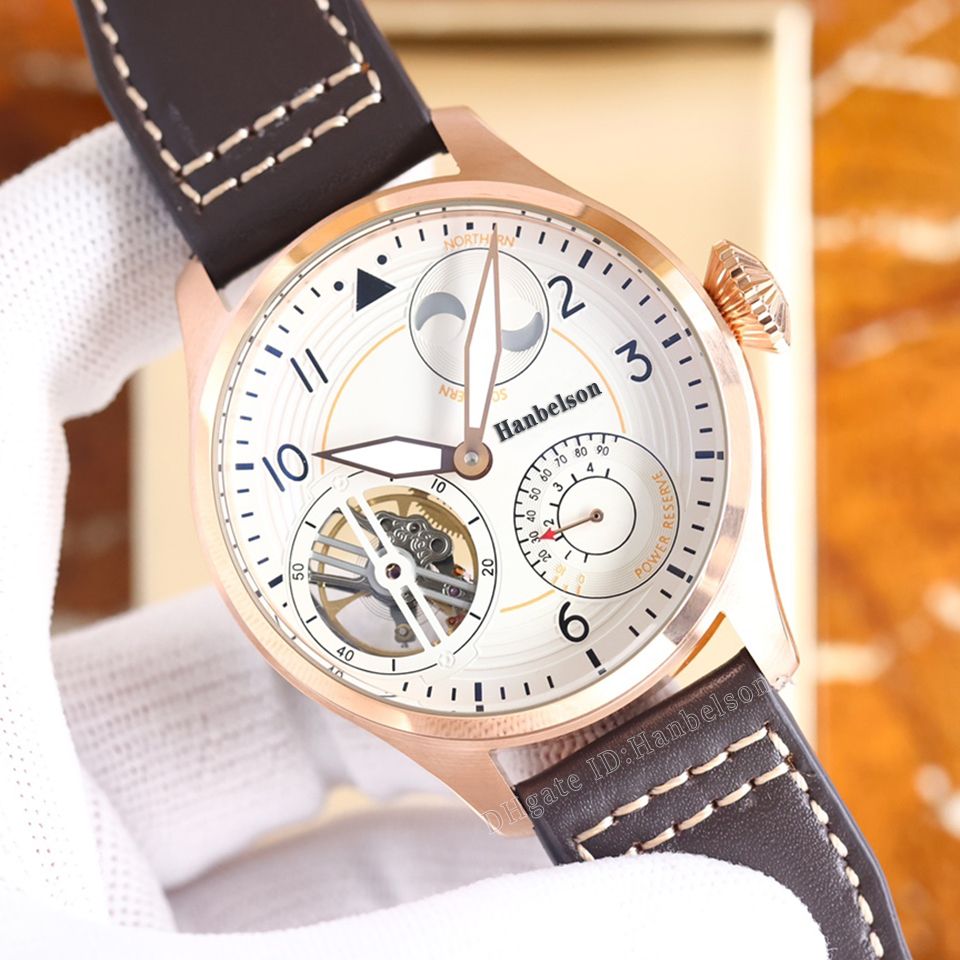 Rose Gold white dial brown strap