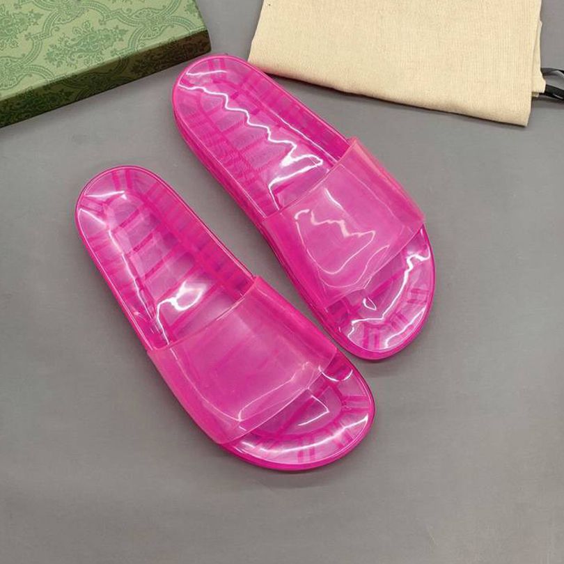 Transparante platte slippers [Fuchsia]