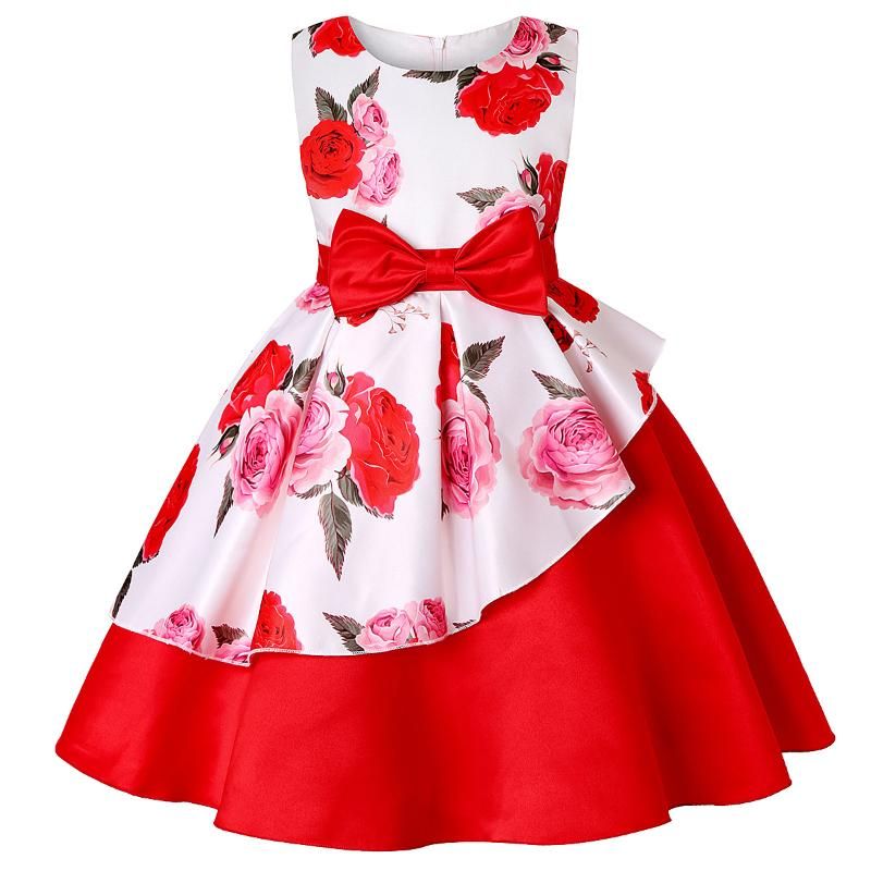 Vestidos de niña para niños Flower estampado de flores Vestidos de niña para niños Flower estampado de flores