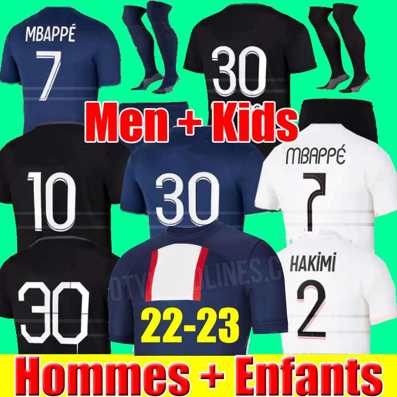 21/22 Paris Nr 7 Mbappé Nr 30 Messi Fußballuniform Anzug Nr 10 Neymar Trikot 