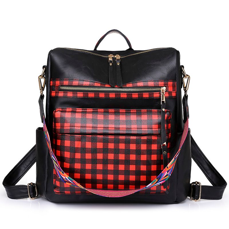 Checker rosso patchwork+nero