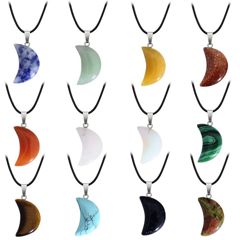 Moon Stone Leather Necklace