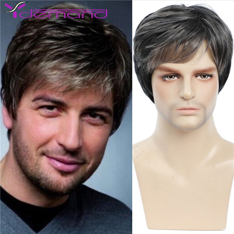 Synthetic Black Short Straight Men's Wig Natural Fashion Hairstyle For Man Hair Daily Or Party Adjustable Synthetic Black Short Straight Men's Wig Natural Fashion Hairstyle For Man Hair Daily Or Party Adjustable