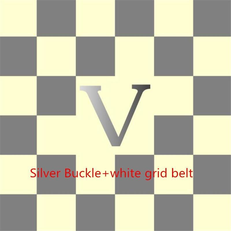 9#Damier White belt+silver buckle