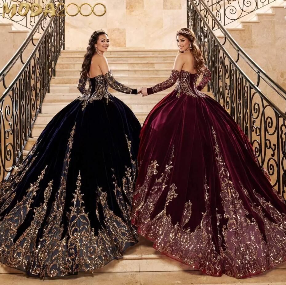 Vestidos De 15 Años Vestidos De Quinceañera Azul Con Mangas Apliques De Encaje Dulce 16 Vestido De Vestir De Baile Mexicano Bes121 De 165,44 € | DHgate