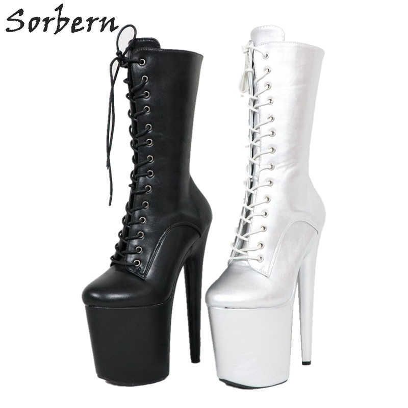 Sorbern Short Women Booties Pole Dance Boots For Women 20cm Extreme High  Heeled Crossdresser Shoes Drag