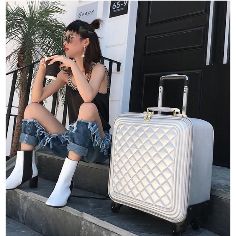 Fashion carry on suitcase female small suitcase bag men trolley luggage  women luxury pu luggage with handbag 16/18/20/24 inches