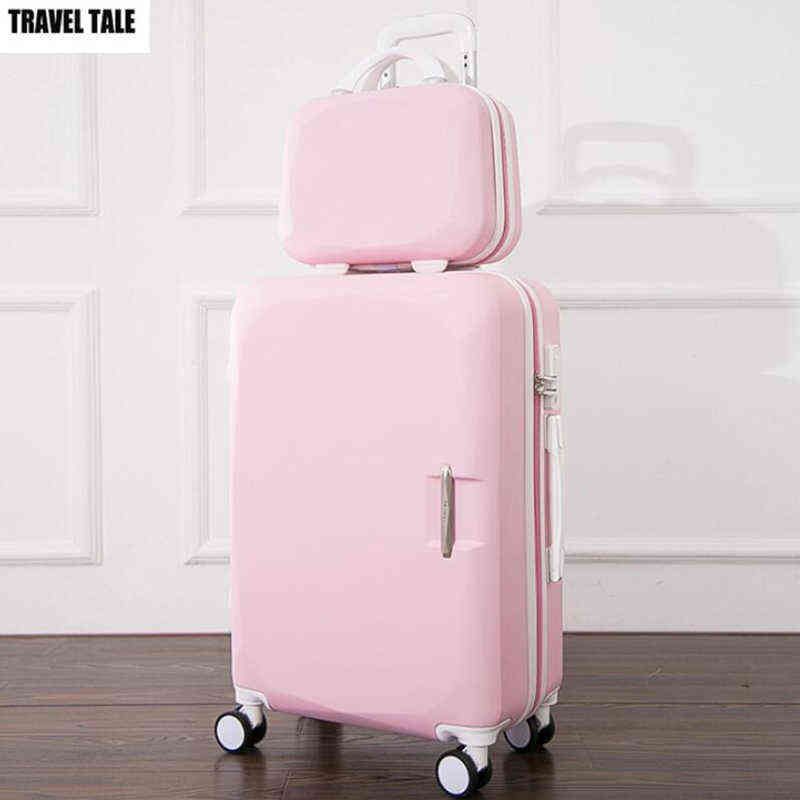 Travel Tale Inch Women Pink Suitcase Carry On Spinner Rolling