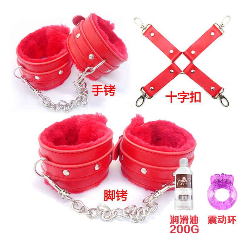 Products Sm Torture Sex Tools Cross Buckle Binding Rope Handcuffs Female Slave Leather Whip