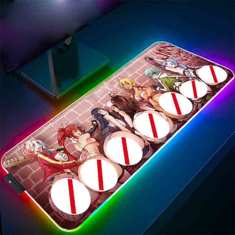 Anime Mouse Pad RGB Sexy Big Ass Girls Notebook PC Gamer 7 Color LED Lights  USB