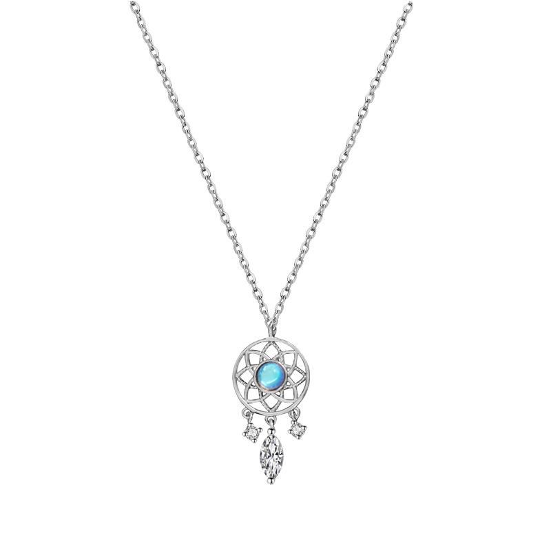 Pendant Necklaces Sterling Sier Moonstone Dream Catcher Clavicle Chain Ladies Elegant Fashion Party Necklace Jewelry_voghion.com