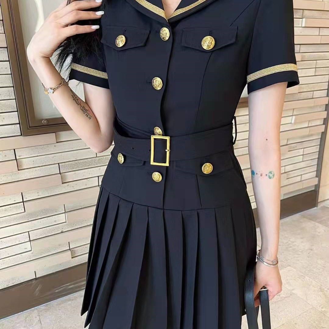 Women Pleated Graduation Dress Lady 