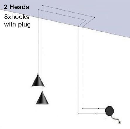 2 heads 4 m wire warm light