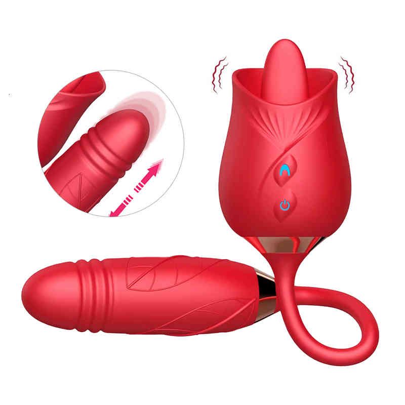 Lambendo Rose Dildo Vermelho