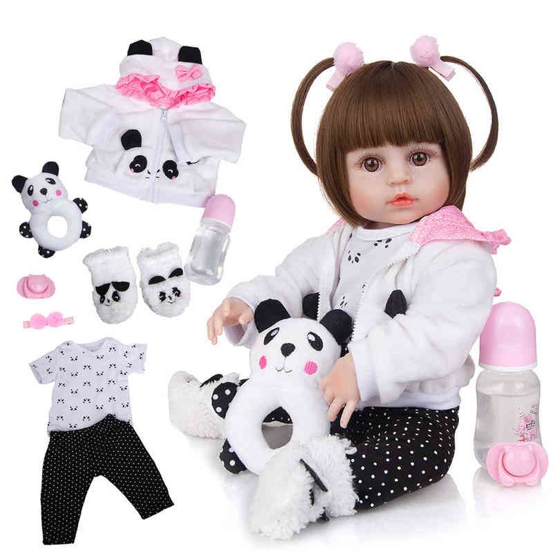 45cm Meadow Full Body Solid Silicone Bebe Reborn 3D Painted Lifelike Reborn  Baby Girl Boneca Reborn Corpo De Silicone Doll