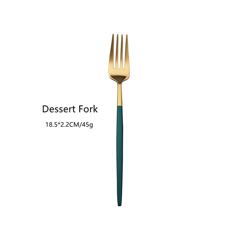 gold&green dessert fork